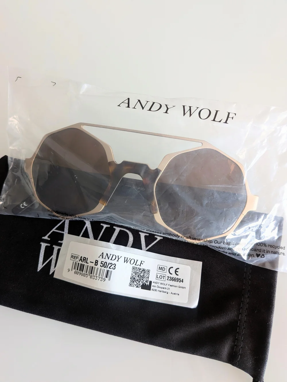 Andy Wolf Arlo Designer Sunglasses Gold Havana Luxury Eyewear NWT